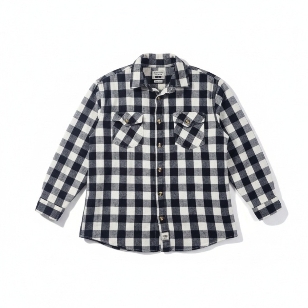 Eddie‎ Bauer Workwear Men's Large Flannel Plaid Shirt "Foreman Fit" Thick Cotton